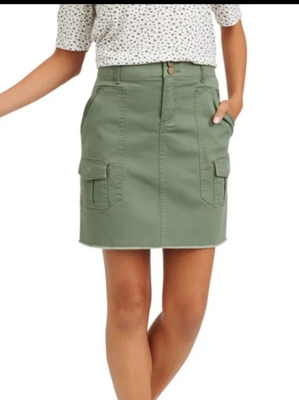 NWOT Democracy Ab-Solution Elastic Waist Olive Cargo Skirt